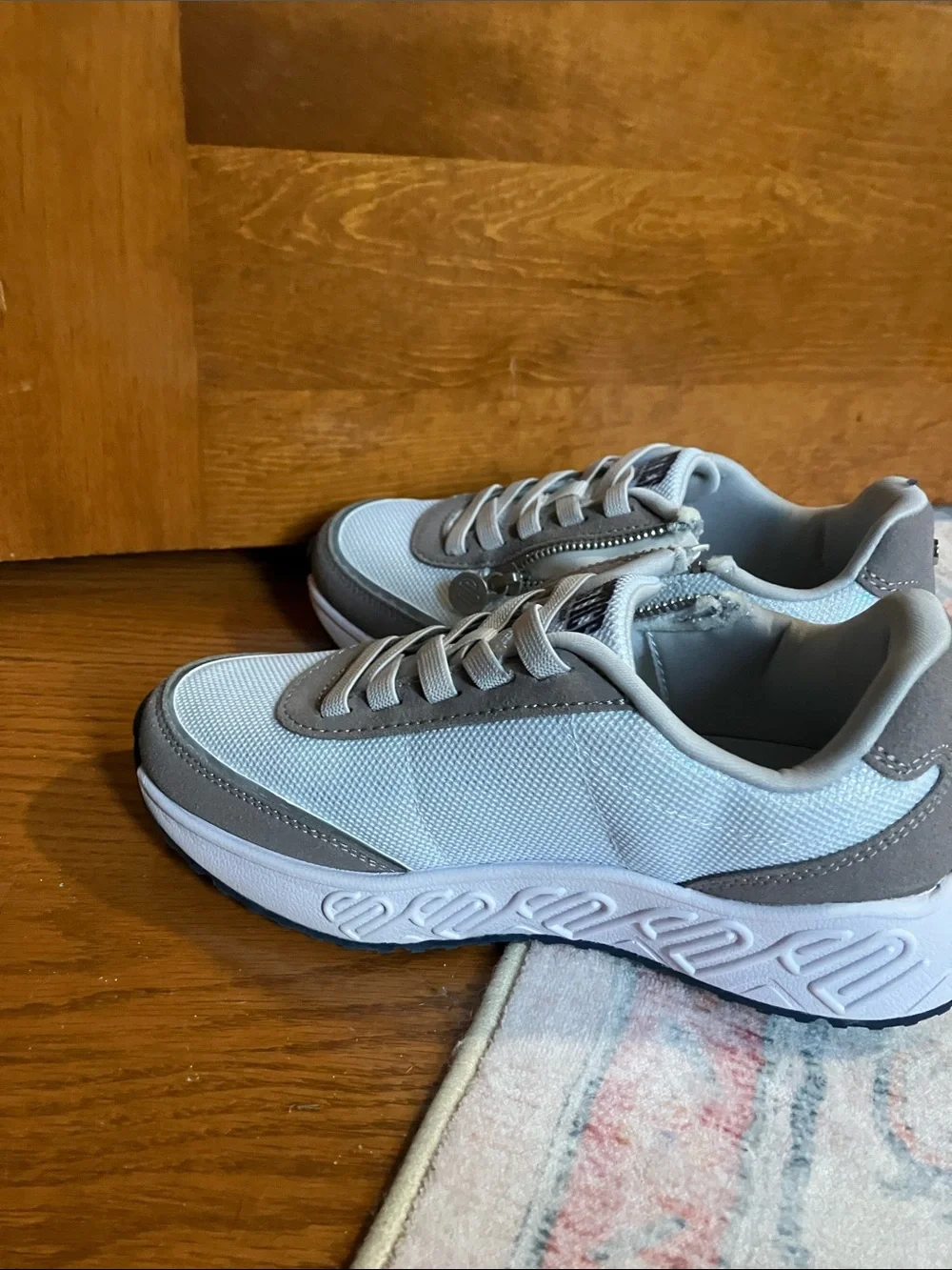 Justice Girls White and Gray Sparkle Runner Sneakers with Side Zip